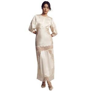cynthia rowley lace-trimmed silk charmeuse maxi dress Cynthia Rowley Lace-Trimmed Silk Charmeuse Maxi Dress